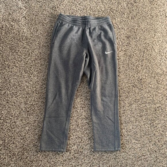 Nike Mens Gray Fleece Sweatpants With Drawstring Waist & Pockets - Picture 1 of 6